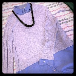 LOFT sweater mock-blouse denim shirt
